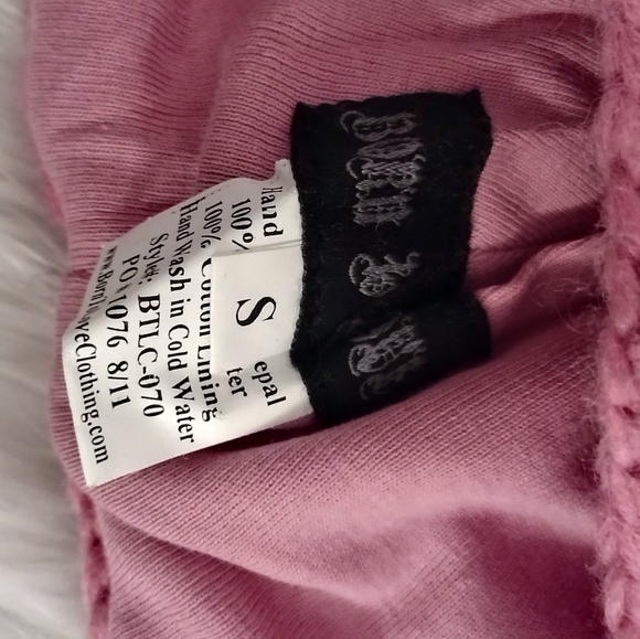 BORN TO LOVE Lined Pink Red Wool Winter Girls Hat Nepal - Picture 5 of 5